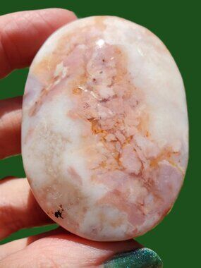Pink Flower Agate Palm Stone (PA13)